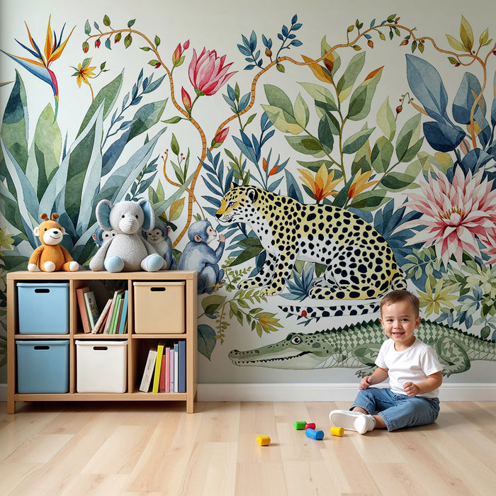 Jungle tapet | Eksotisk fauna og livlig løvemønster