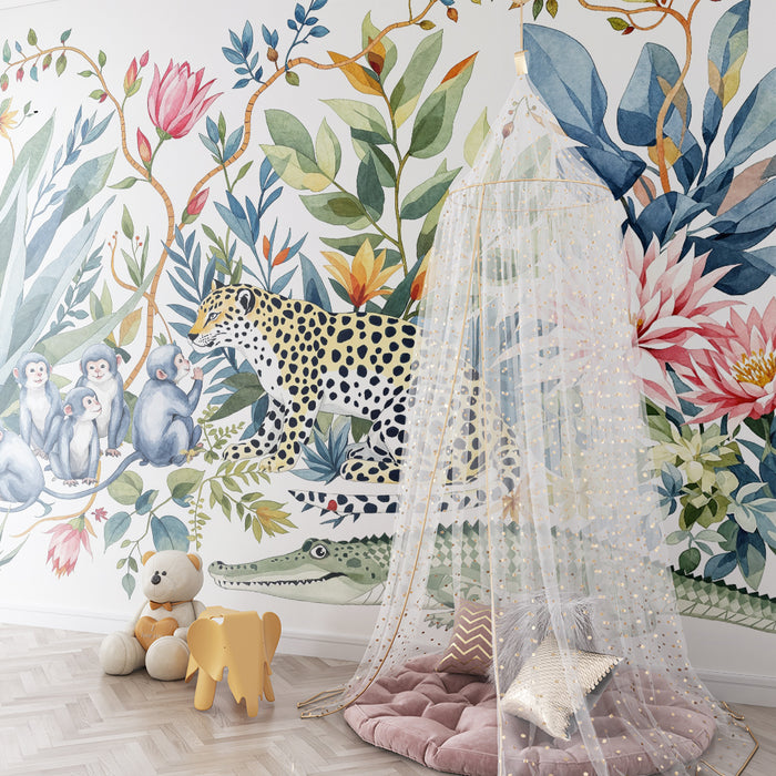 Jungle tapet | Eksotisk fauna og livlig løvemønster