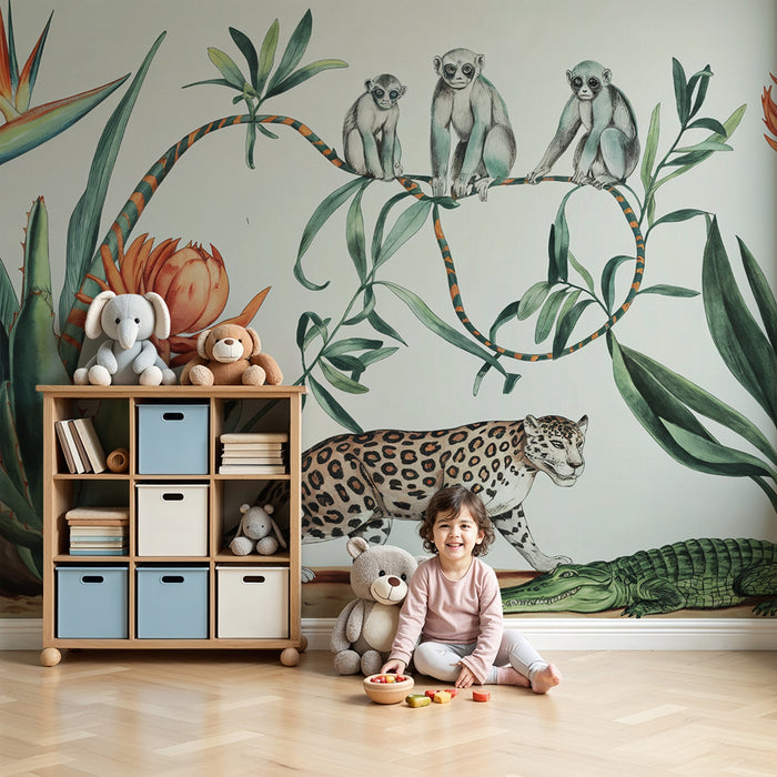 Tapet junglă exotică | Faună și floră tropicală