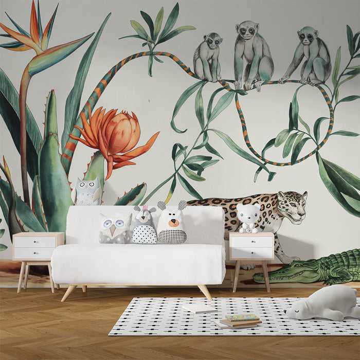 Tapet junglă exotică | Faună și floră tropicală