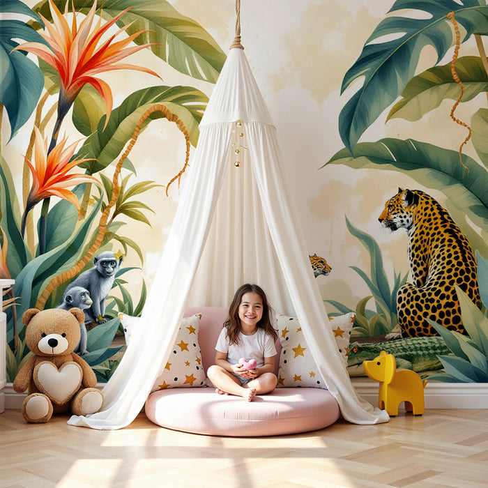 Papel pintado selva | Escape tropical con animales salvajes