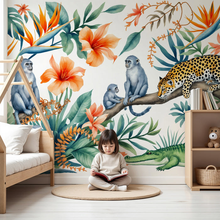 Papel pintado jungla | Elementos exóticos y animales salvajes