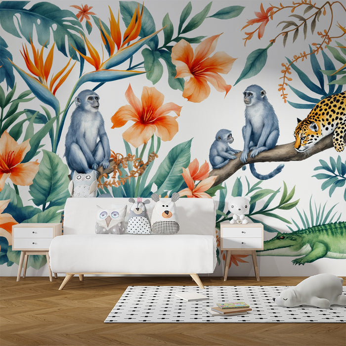 Papel pintado jungla | Elementos exóticos y animales salvajes