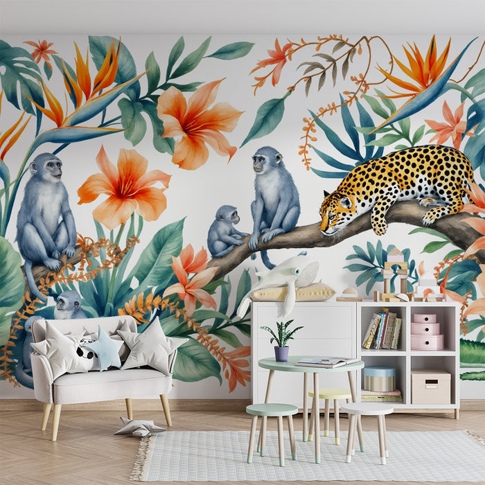 Papel pintado jungla | Elementos exóticos y animales salvajes