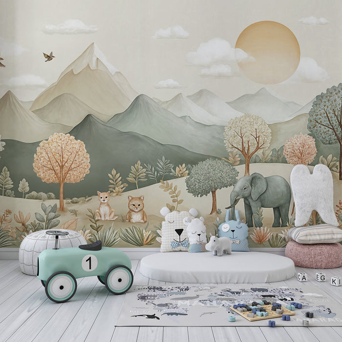 Animal landscape wallpaper | Childlike and soothing