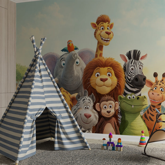 Vilde dyr tapet | Legende og farverig vægdekoration