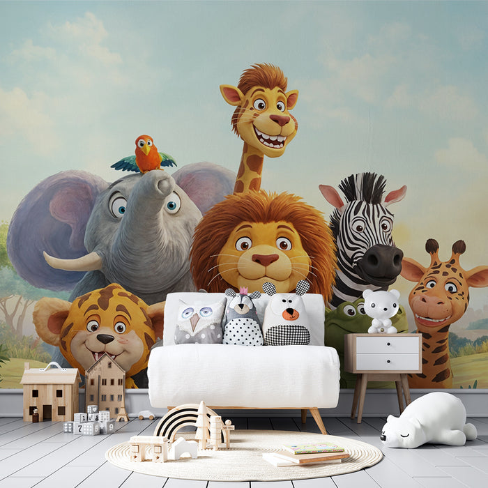 Vilde dyr tapet | Legende og farverig vægdekoration