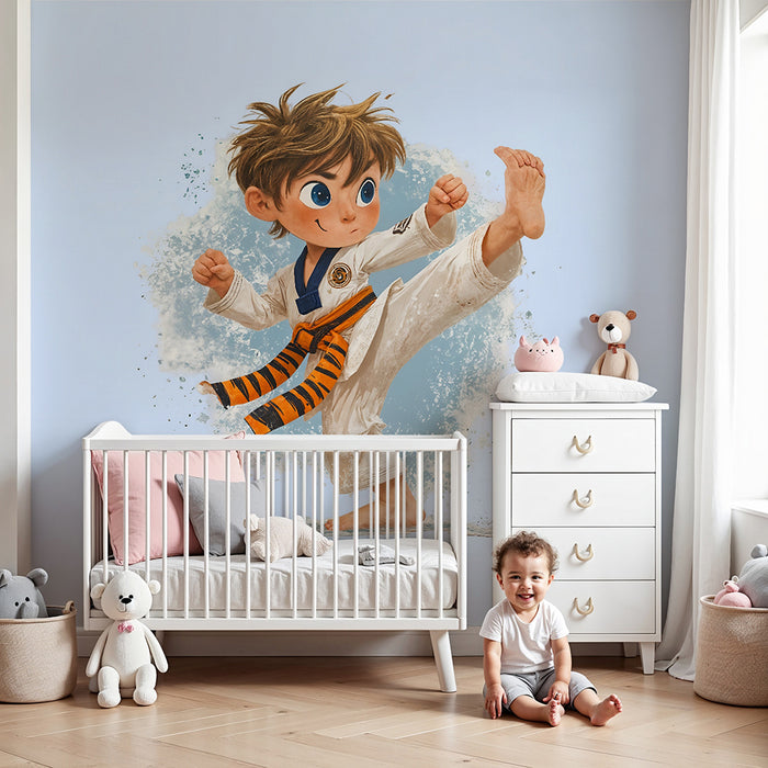 Papier peint enfant karaté | Motif d'entraînement dynamique