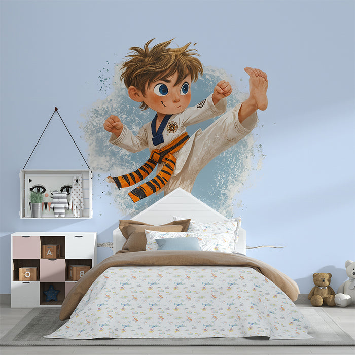 Papier peint enfant karaté | Motif d'entraînement dynamique