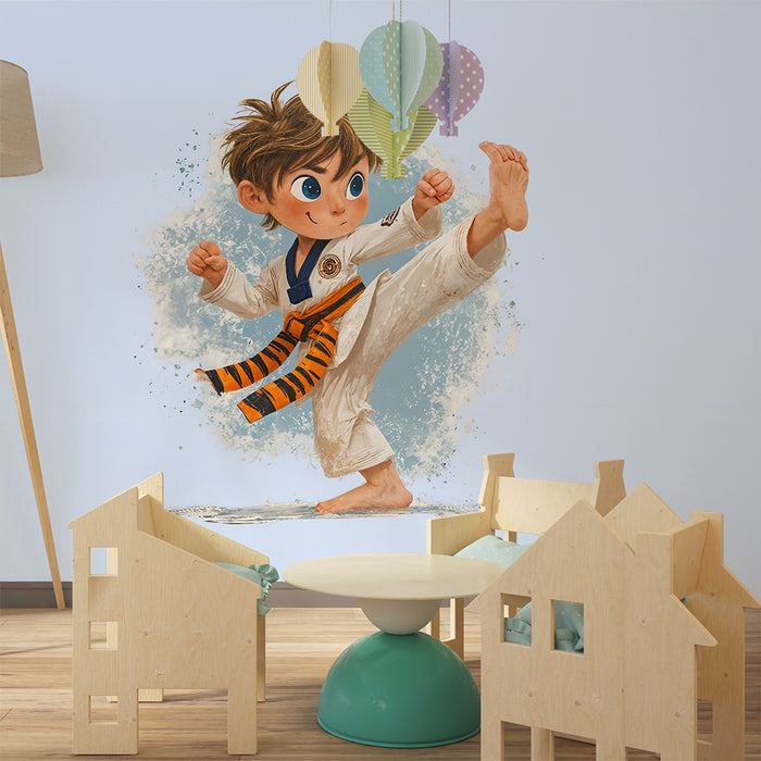 Papier peint enfant karaté | Motif d'entraînement dynamique