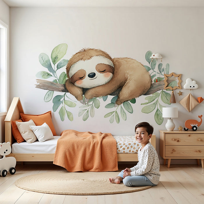 Papel de parede quarto bebê | Ленивецът спи на клон