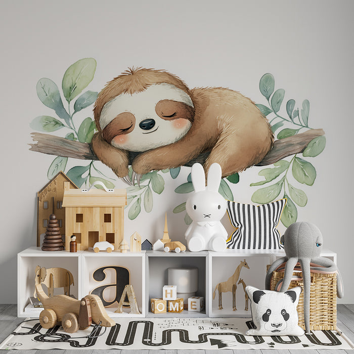 Papel de parede quarto bebê | Ленивецът спи на клон