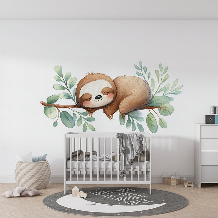 Tapet za detska staia | Spiashcha lenivets i tropski listya