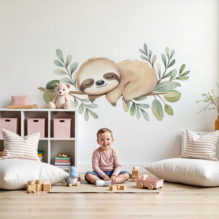 Barntapet | Sovande sloth och mjuka löv