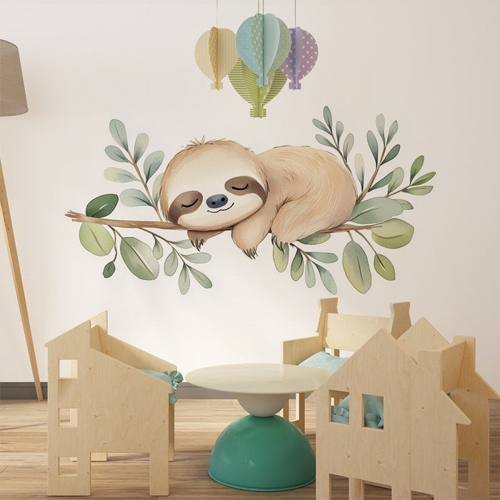 Barntapet | Sovande sloth och mjuka löv