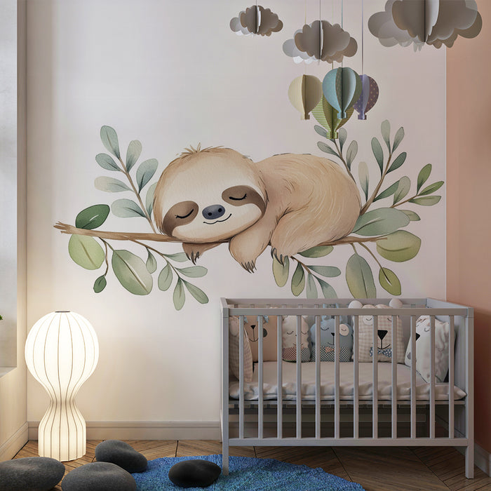 Barntapet | Sovande sloth och mjuka löv