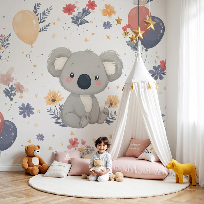 Papier de parede izba bábätka | Rozkošné koala a farebné balóniky