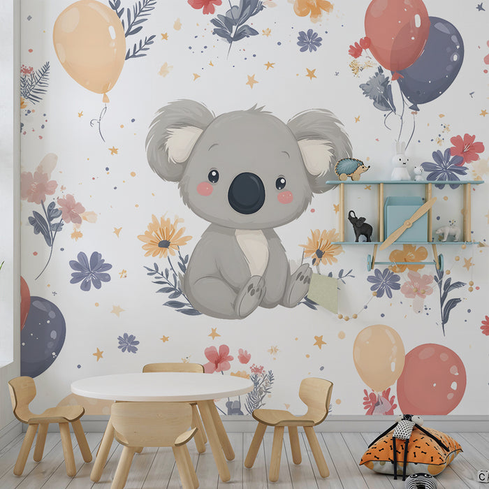 Papier de parede izba bábätka | Rozkošné koala a farebné balóniky