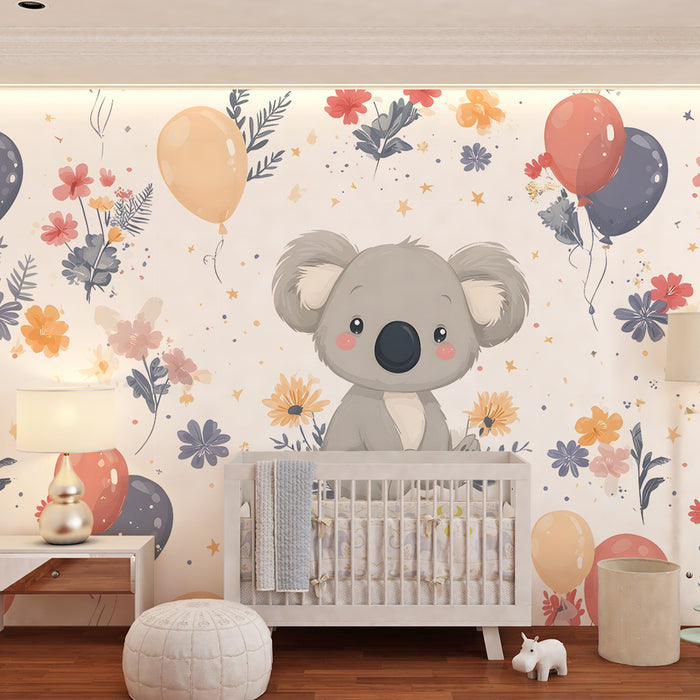 Papier de parede izba bábätka | Rozkošné koala a farebné balóniky