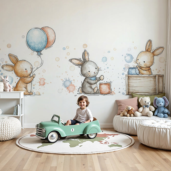 Tapéta nyuszik | Aranyos és játékos