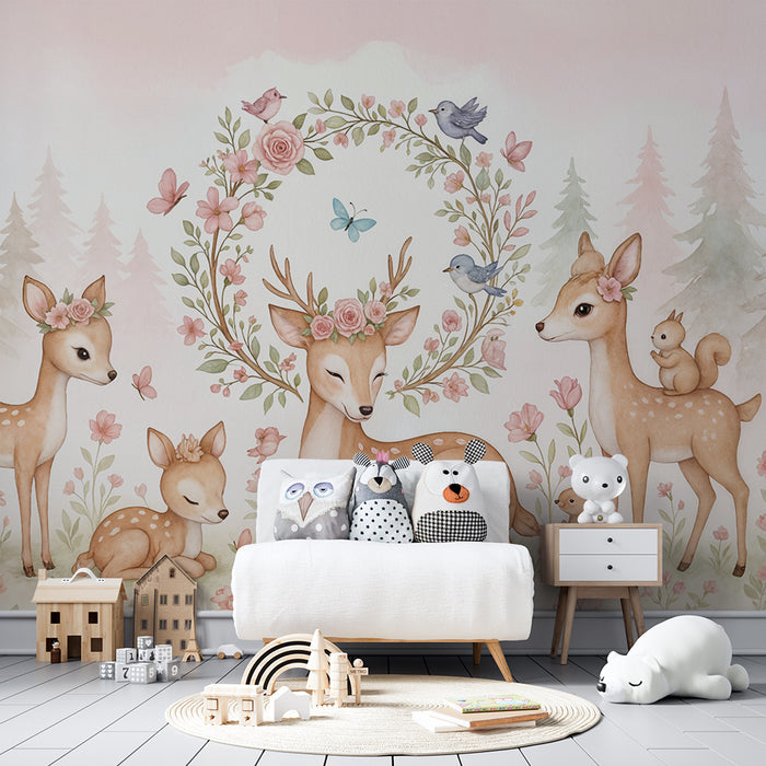 Papier peint Biche Enchantée | Décoration de Forêt Féérique