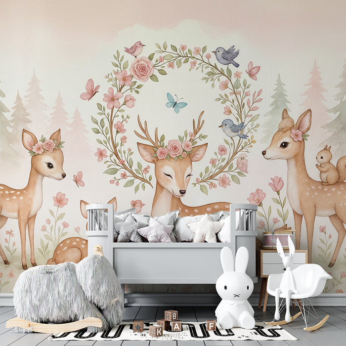 Papier peint Biche Enchantée | Décoration de Forêt Féérique