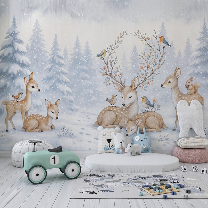 Tapeta so zvieratami lesa | Kúzelná zimná krajina