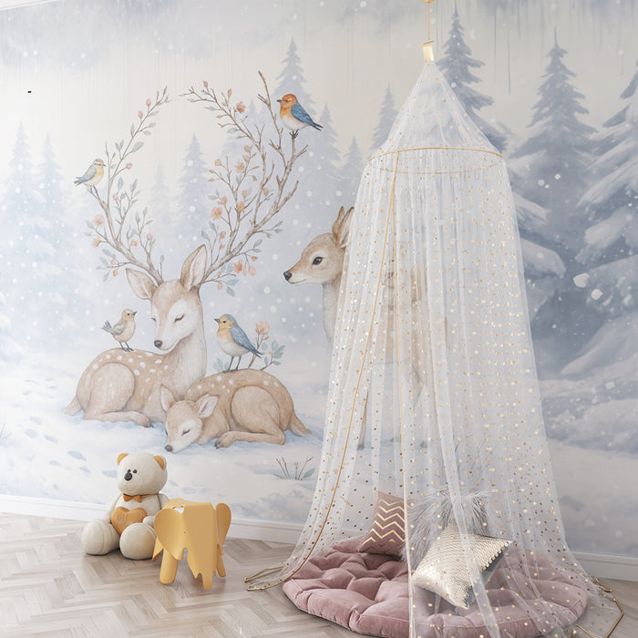 Tapeta so zvieratami lesa | Kúzelná zimná krajina