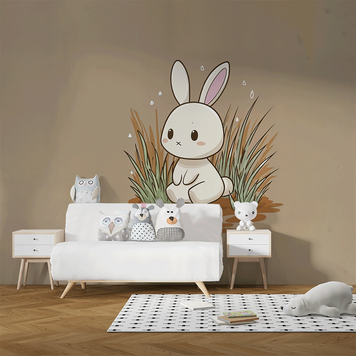 Tapeta s roztomilým králikom | Dizajn pre deti a upokojujúci