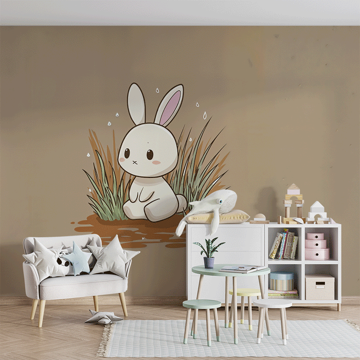 Tapeta s roztomilým králikom | Dizajn pre deti a upokojujúci