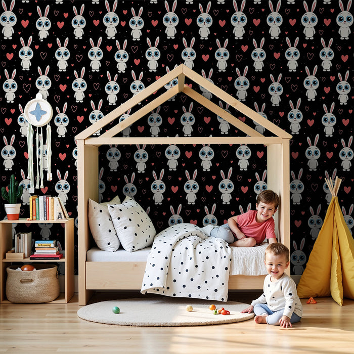 Papel de parede coelhos | Padrão fofo e coração