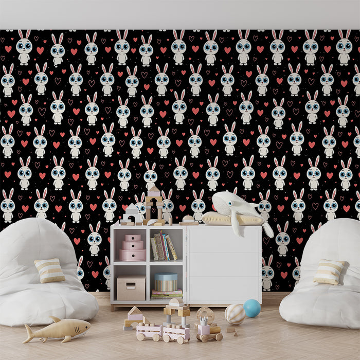 Papel de parede coelhos | Padrão fofo e coração
