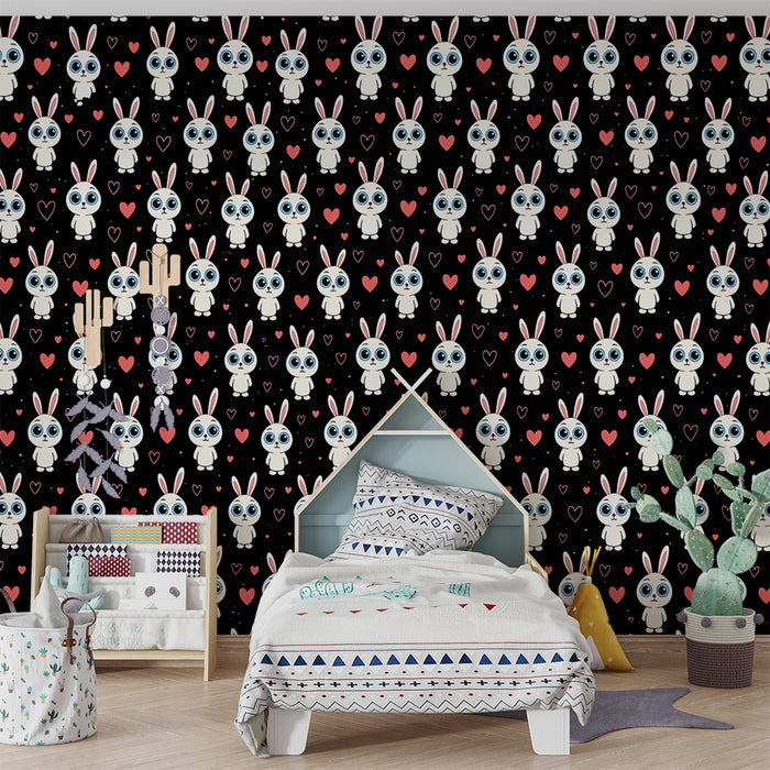 Papel de parede coelhos | Padrão fofo e coração