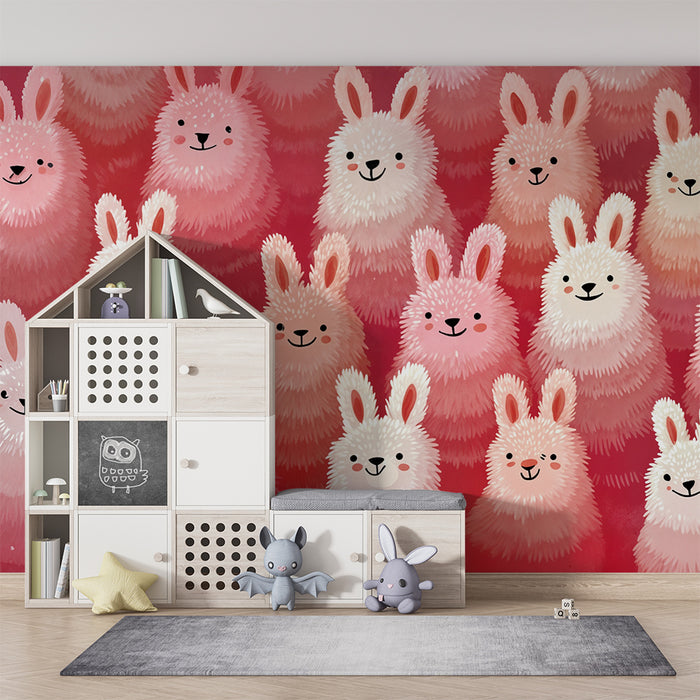 Tapéta rózsaszín nyuszikkal | Játékos és színes design