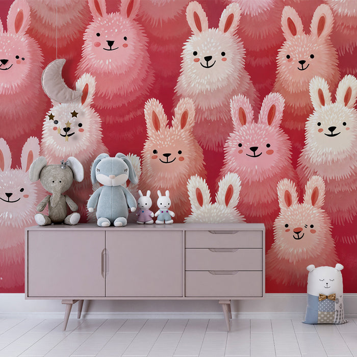 Tapéta rózsaszín nyuszikkal | Játékos és színes design