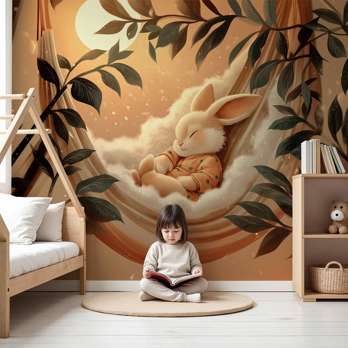 Papier peint lapin rêveur | Harmonie et sérénité