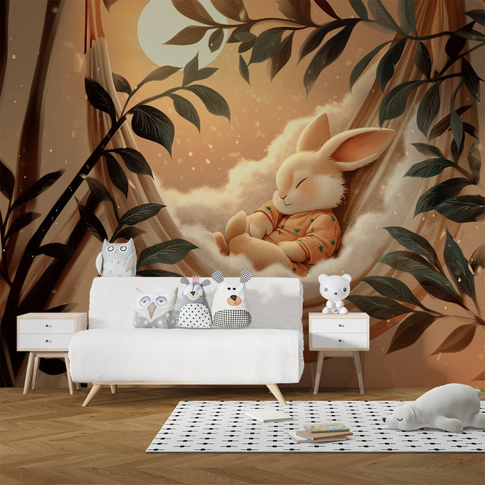 Papier peint lapin rêveur | Harmonie et sérénité