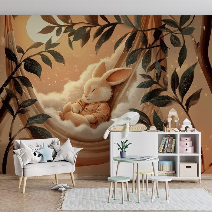 Papier peint lapin rêveur | Harmonie et sérénité