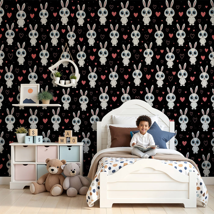 Tapet iepure | Design drăguț cu inimă și iepurași
