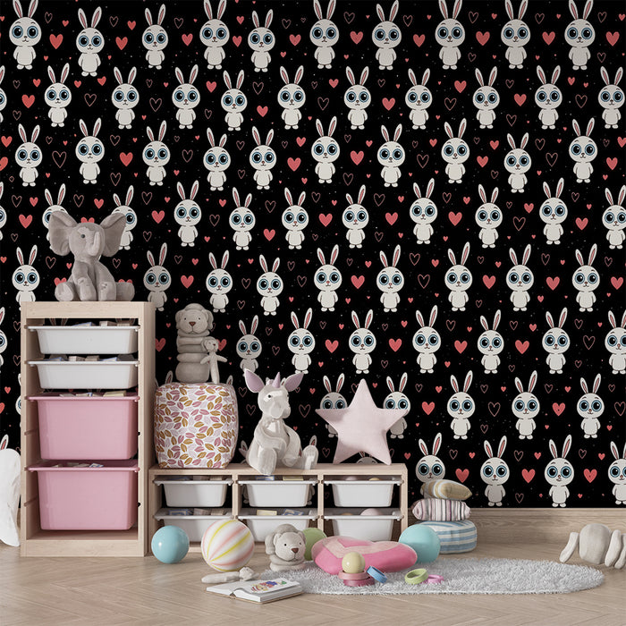 Tapet iepure | Design drăguț cu inimă și iepurași