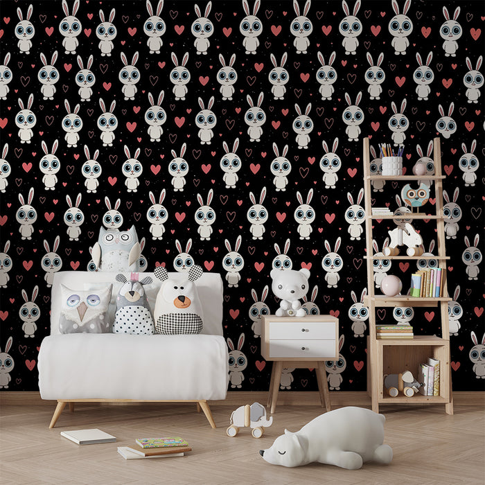 Tapet iepure | Design drăguț cu inimă și iepurași