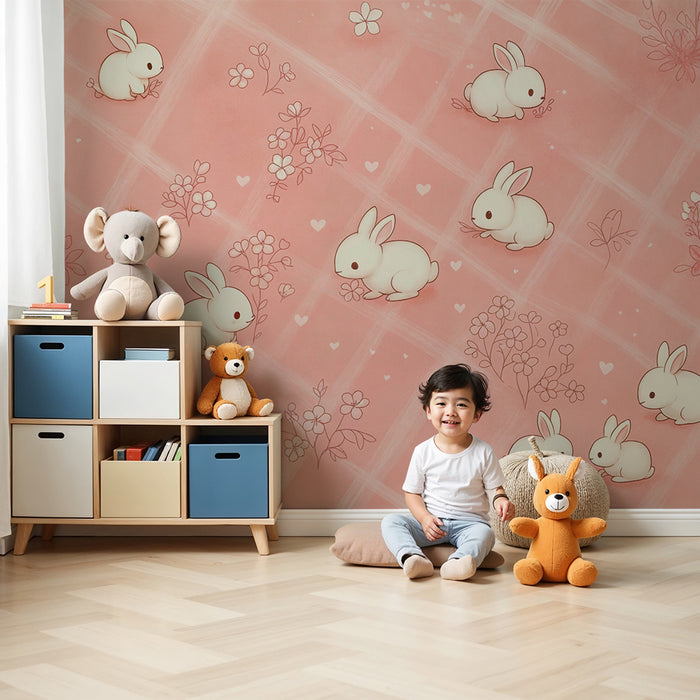 Rabbit wallpaper | Adorable patterns on a pink background