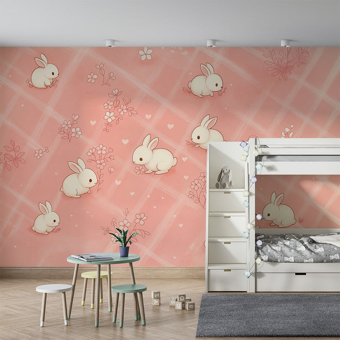 Rabbit wallpaper | Adorable patterns on a pink background