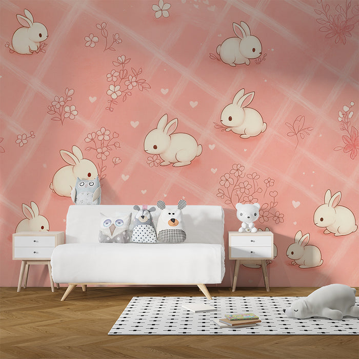 Rabbit wallpaper | Adorable patterns on a pink background