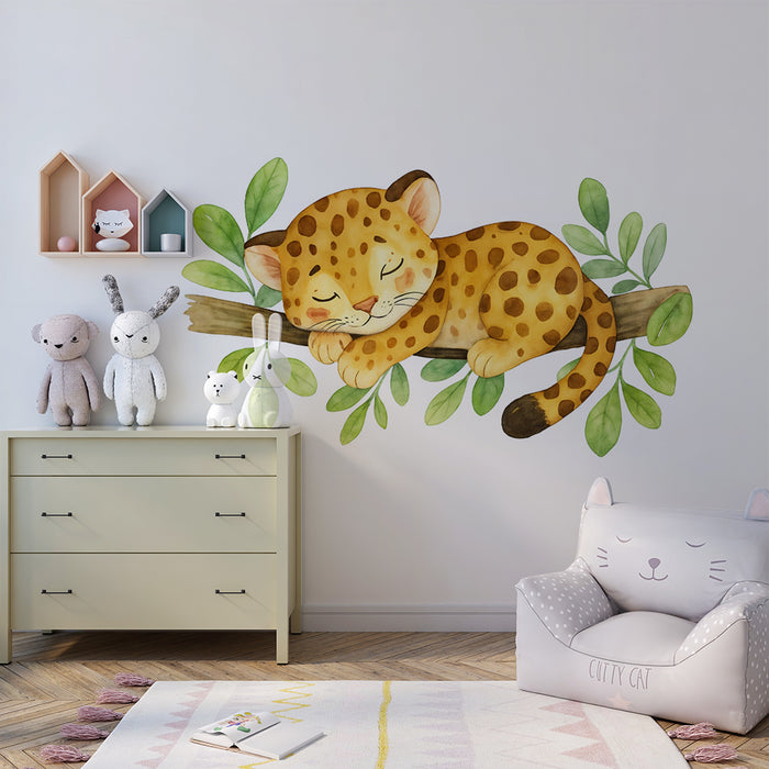 Barntapet | Sovande leopard på gren