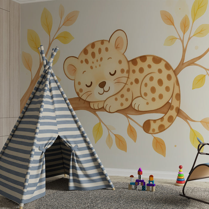 Barntapet | Liten leopard och höstgrenar
