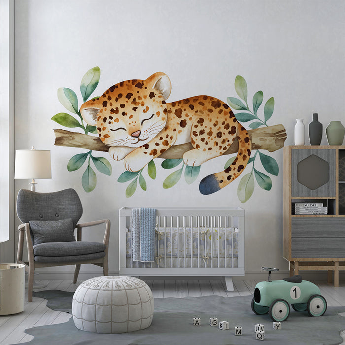 Lastenhuoneen tapetti | Uninen pikkuleopardi