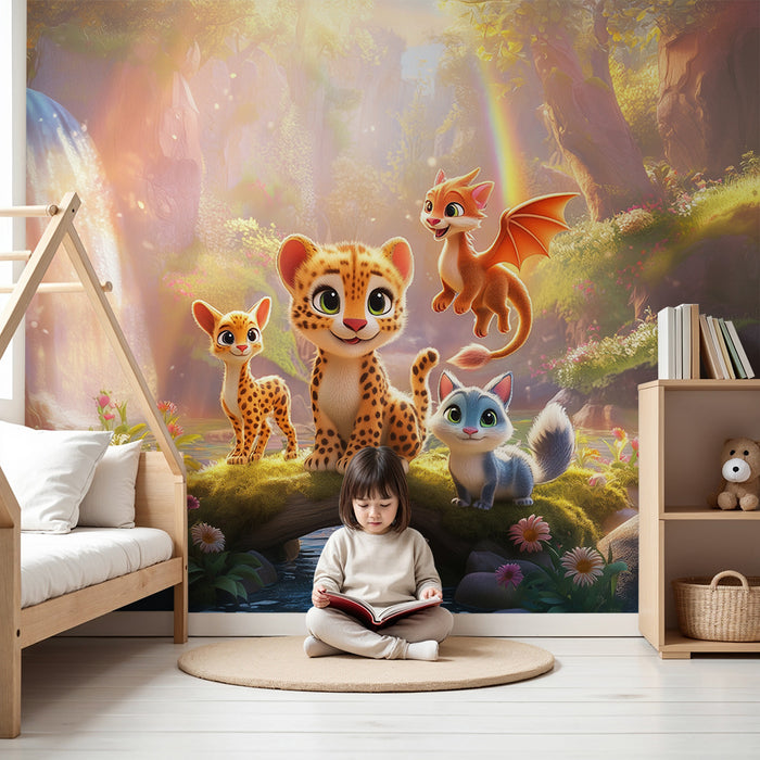 Papel pintado infantil | Aventura con animales mágicos