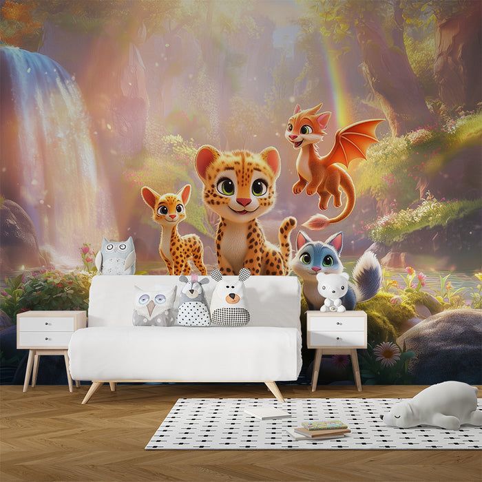 Papel pintado infantil | Aventura con animales mágicos