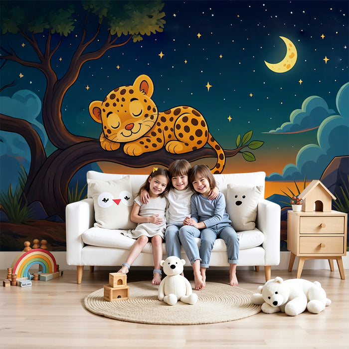 Detské tapety leopard | Západ slnka so hviezdami